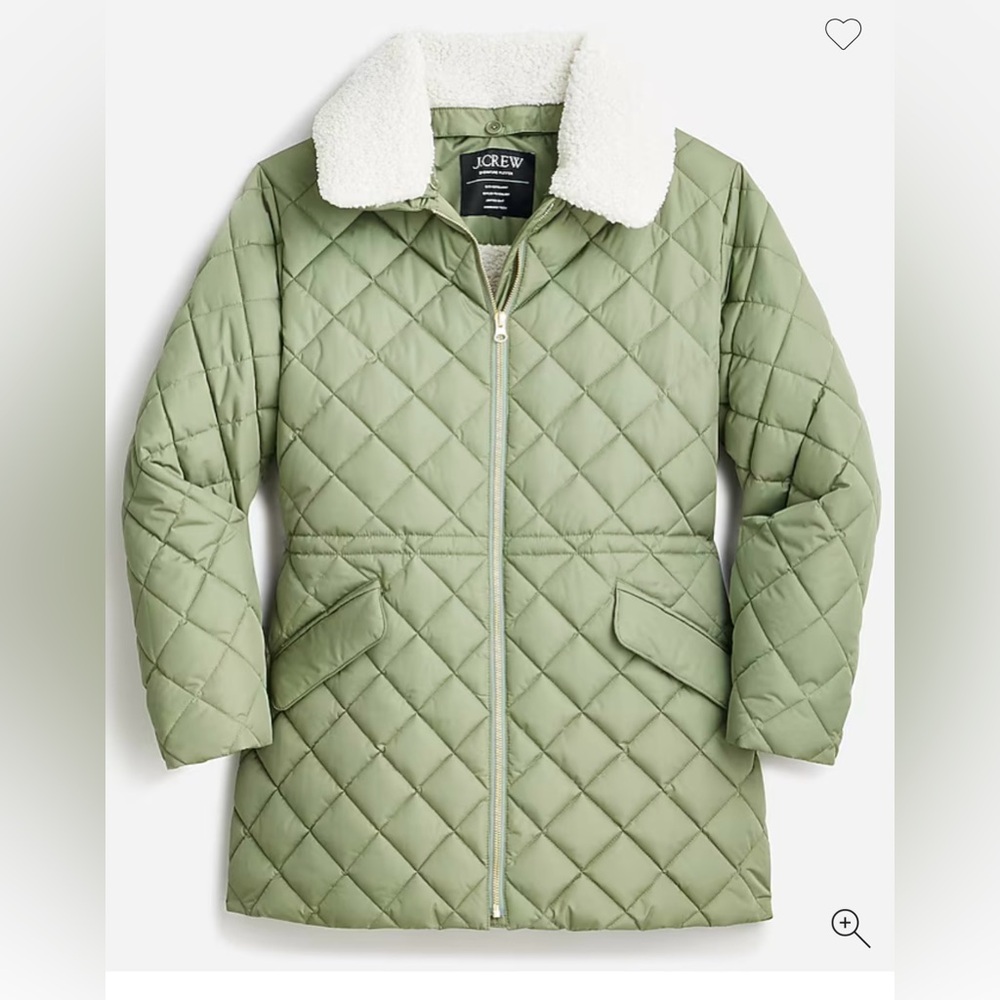 J Crew women’s QUILTED SHERPA ANORAK WITH REMOVABLE COLLAR size S